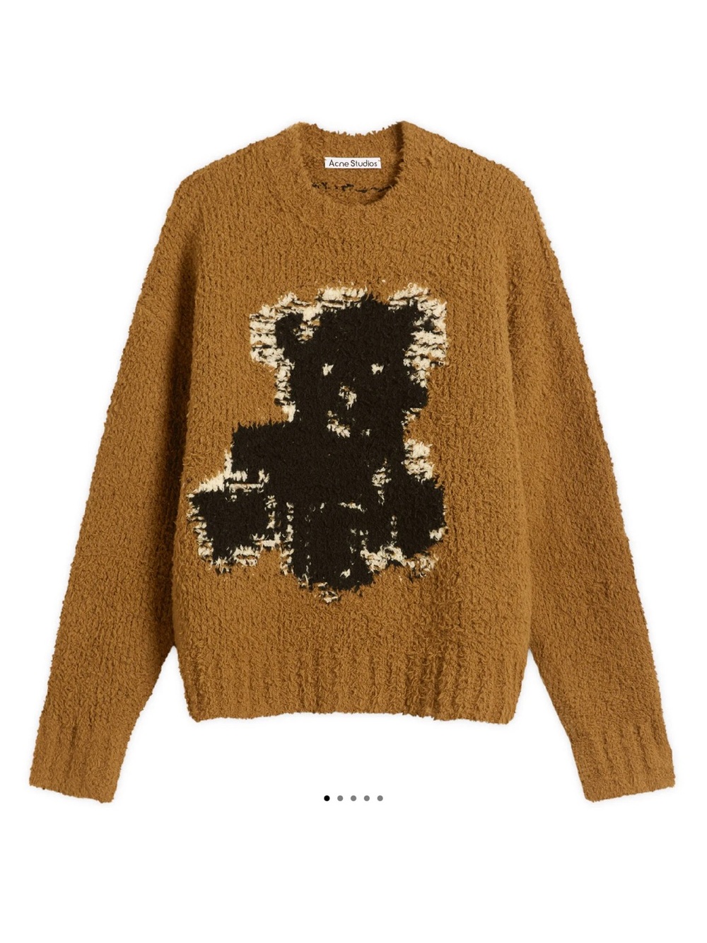 Acne Studios Teddy Intarsia Crewneck Sweater - Brown/Black/Cream